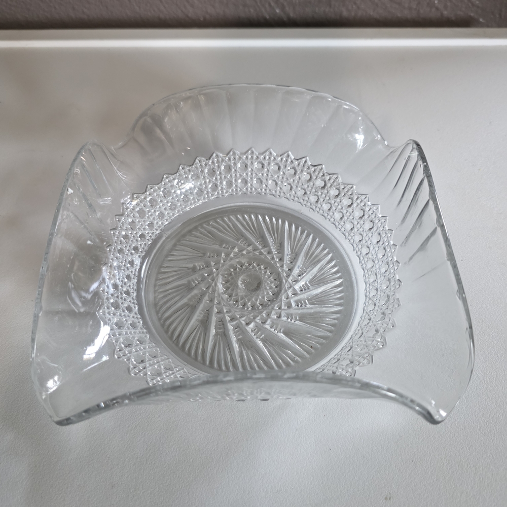 Vintage Duncan And Miller Sandwich Clear Pattern Glass Decorative Bowl